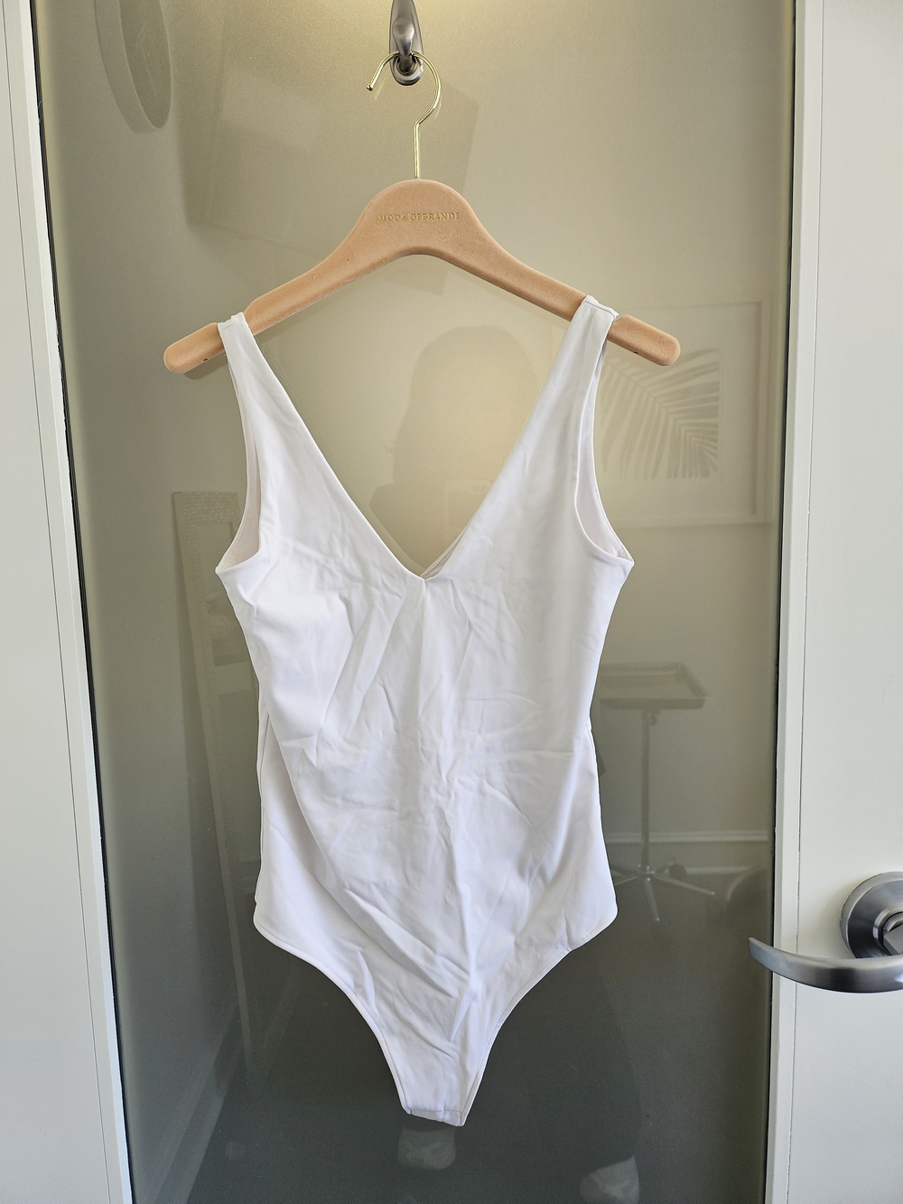 Comfortable White V Neck Bodysuit
